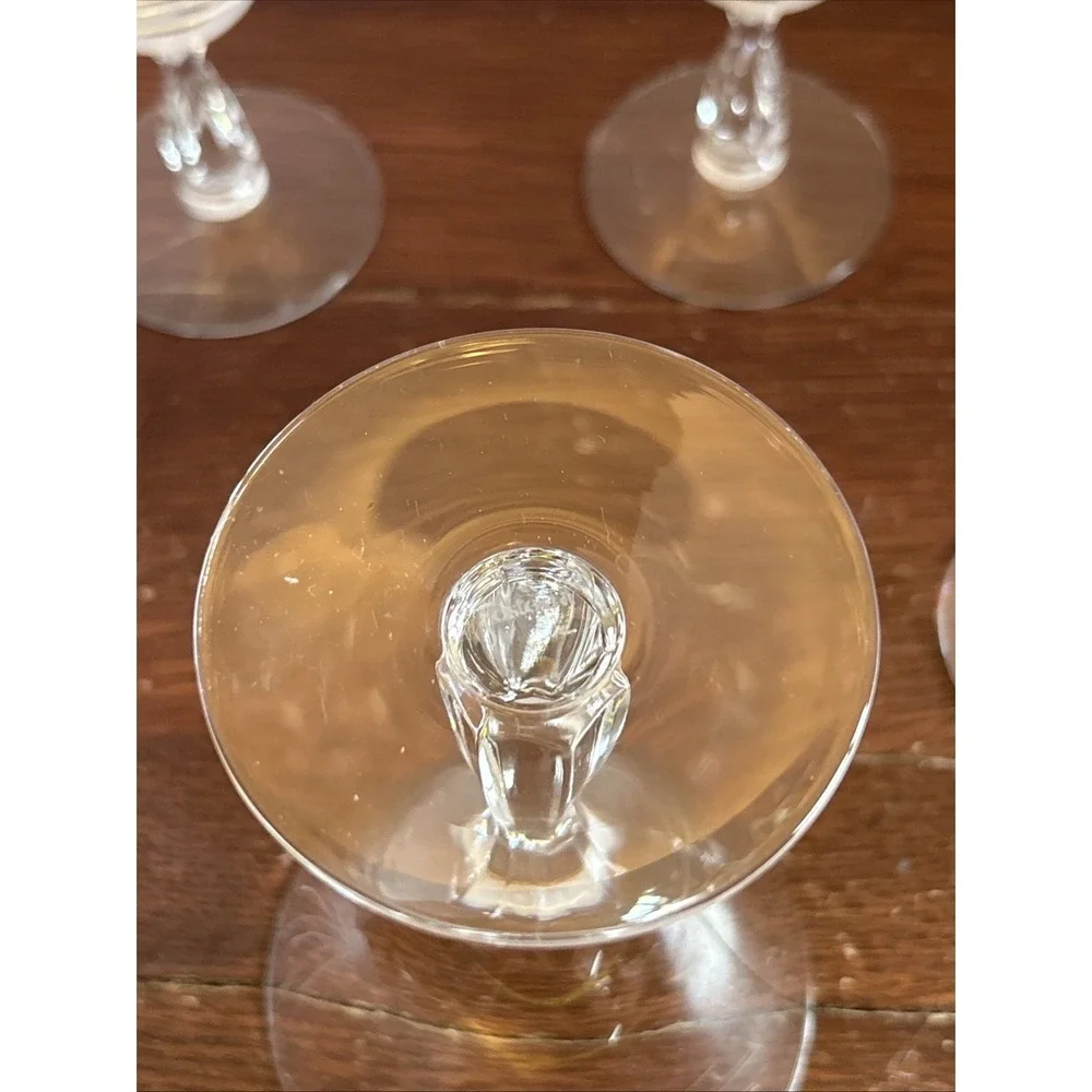 MCM Fostoria Glass Crystal Pine 10 oz Tall Water‎ Wine Goblet Glasses Set Of 6